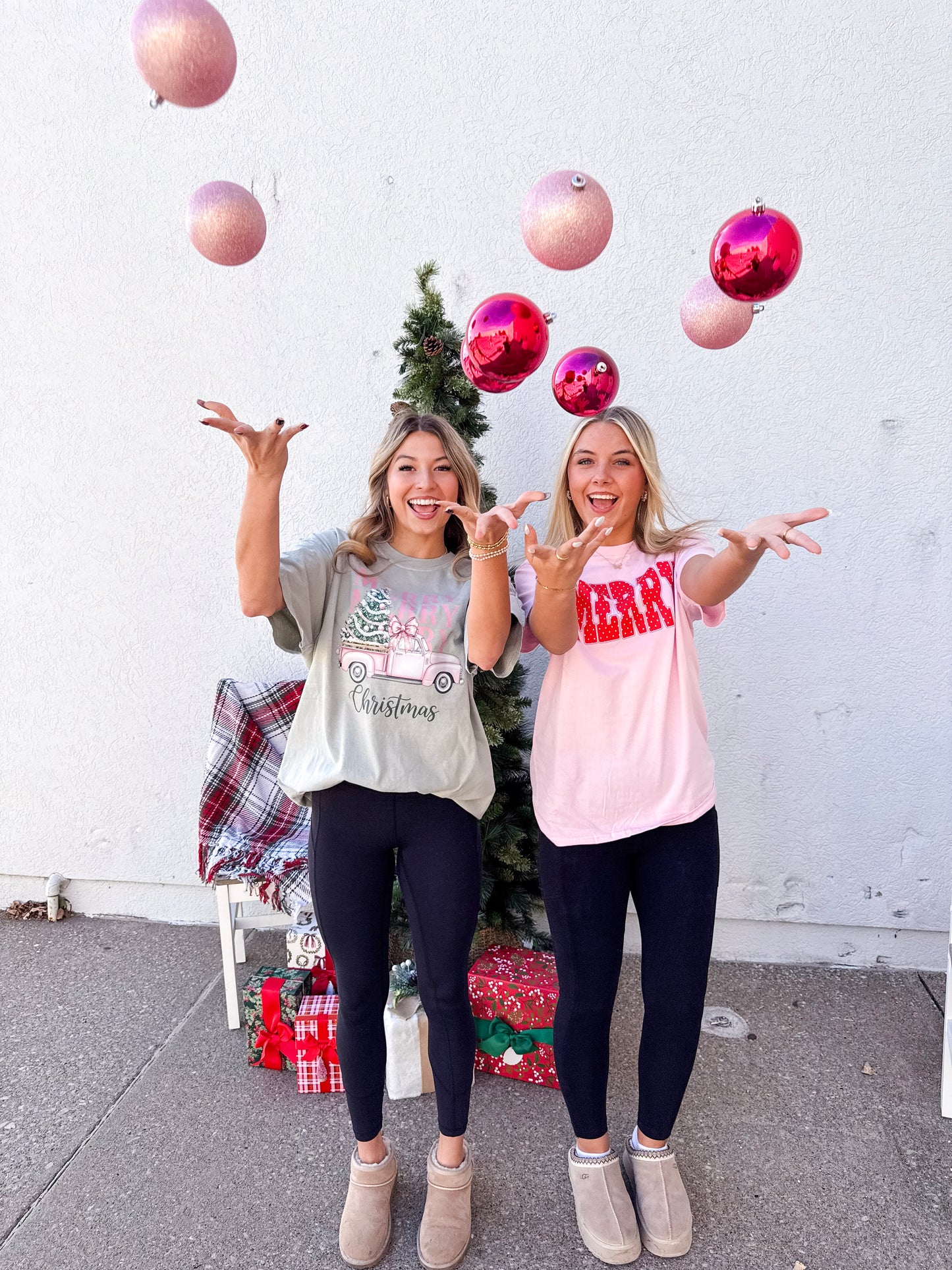 Pink Polka Dot Merry Tee