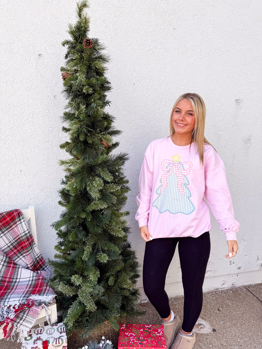 Pink Bow Tree Crewneck