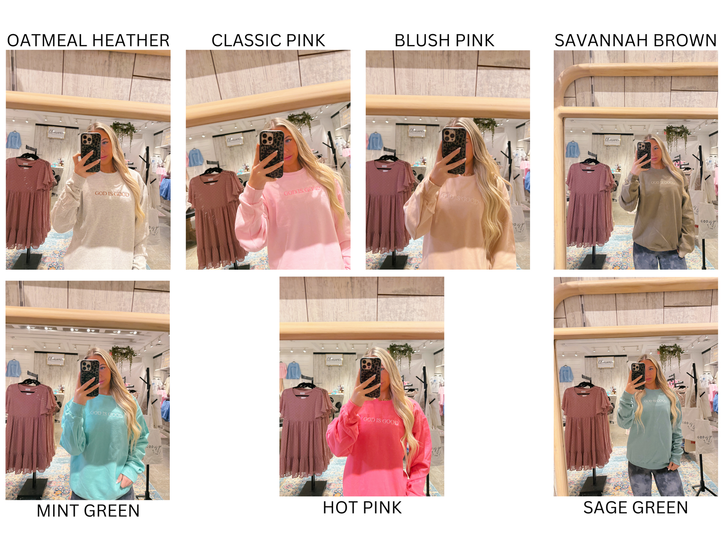 God Is Good Embroidered Crewneck Sweatshirt