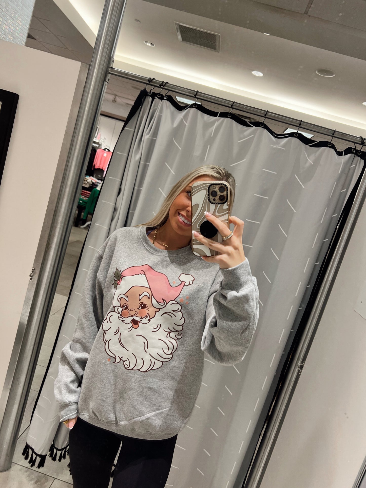 Classic Pink Santa Christmas Crewneck Sweatshirt