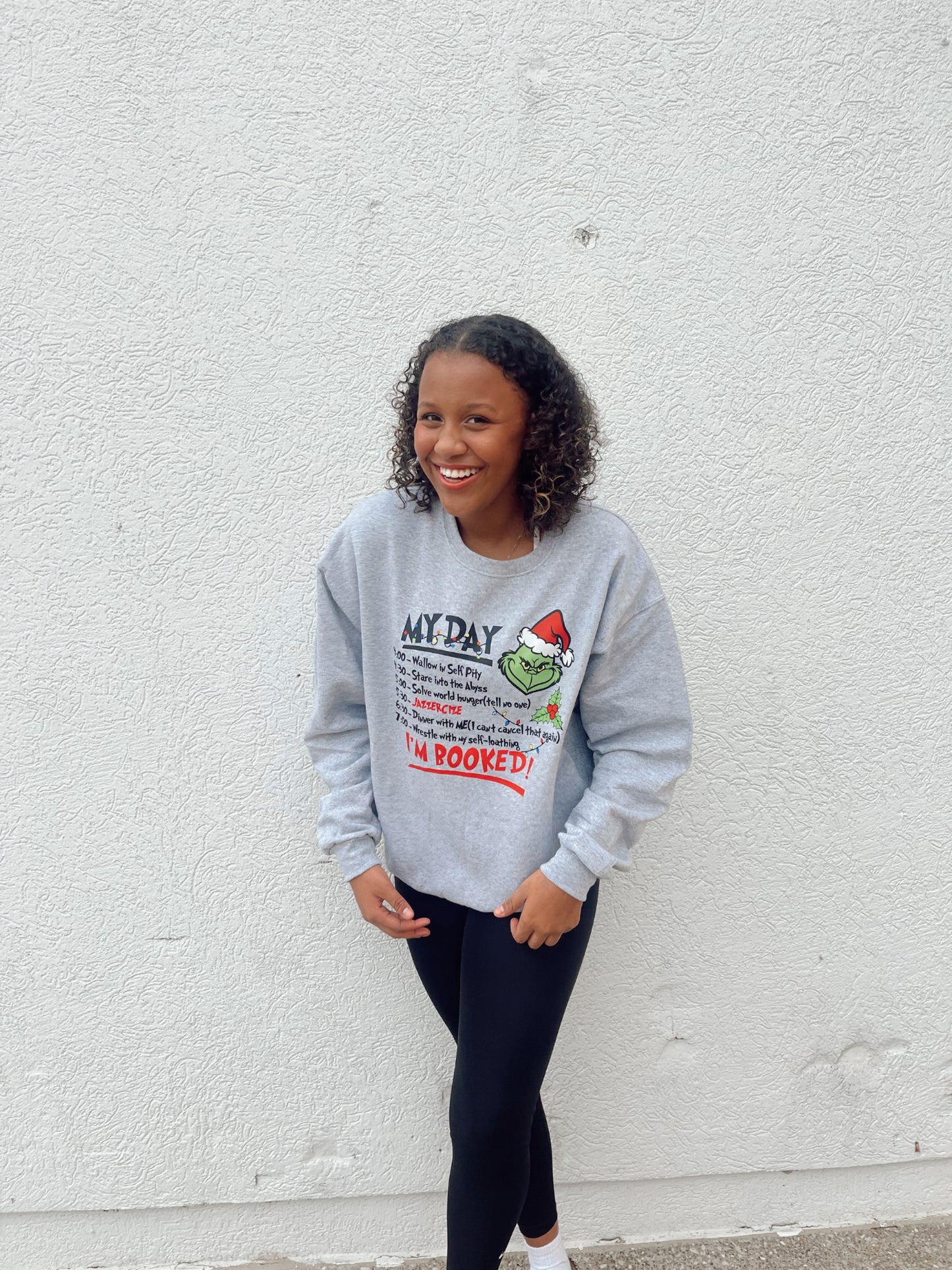5 O'clock Jazzercize Schedule Grinch Christmas Crewneck Sweatshirt