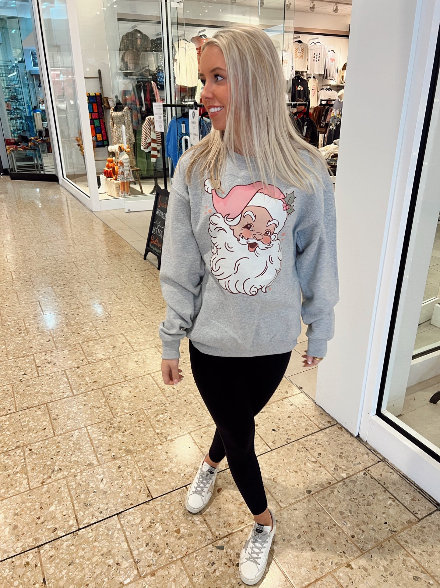 Classic Pink Santa Christmas Crewneck Sweatshirt