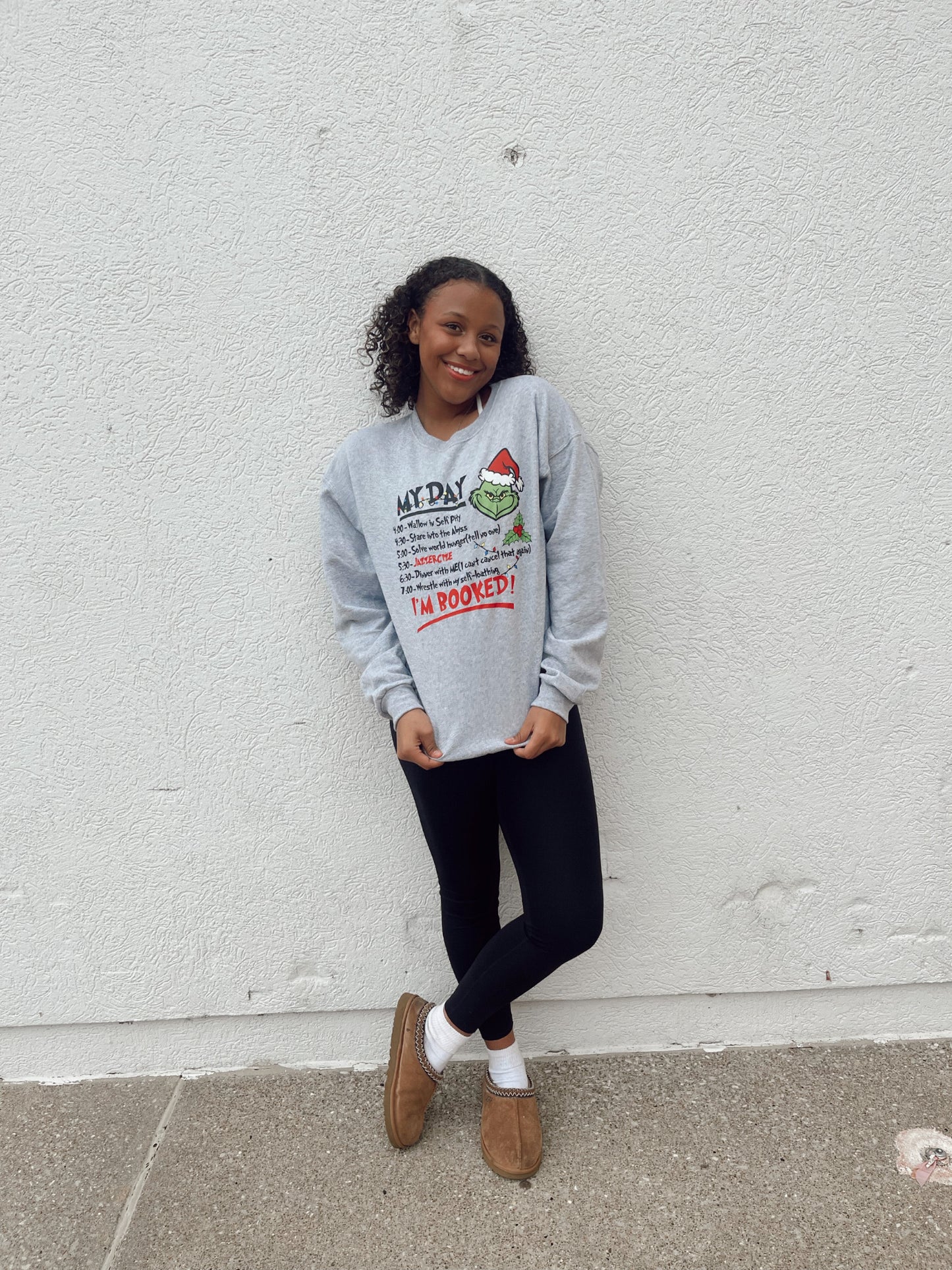 5 O'clock Jazzercize Schedule Grinch Christmas Crewneck Sweatshirt