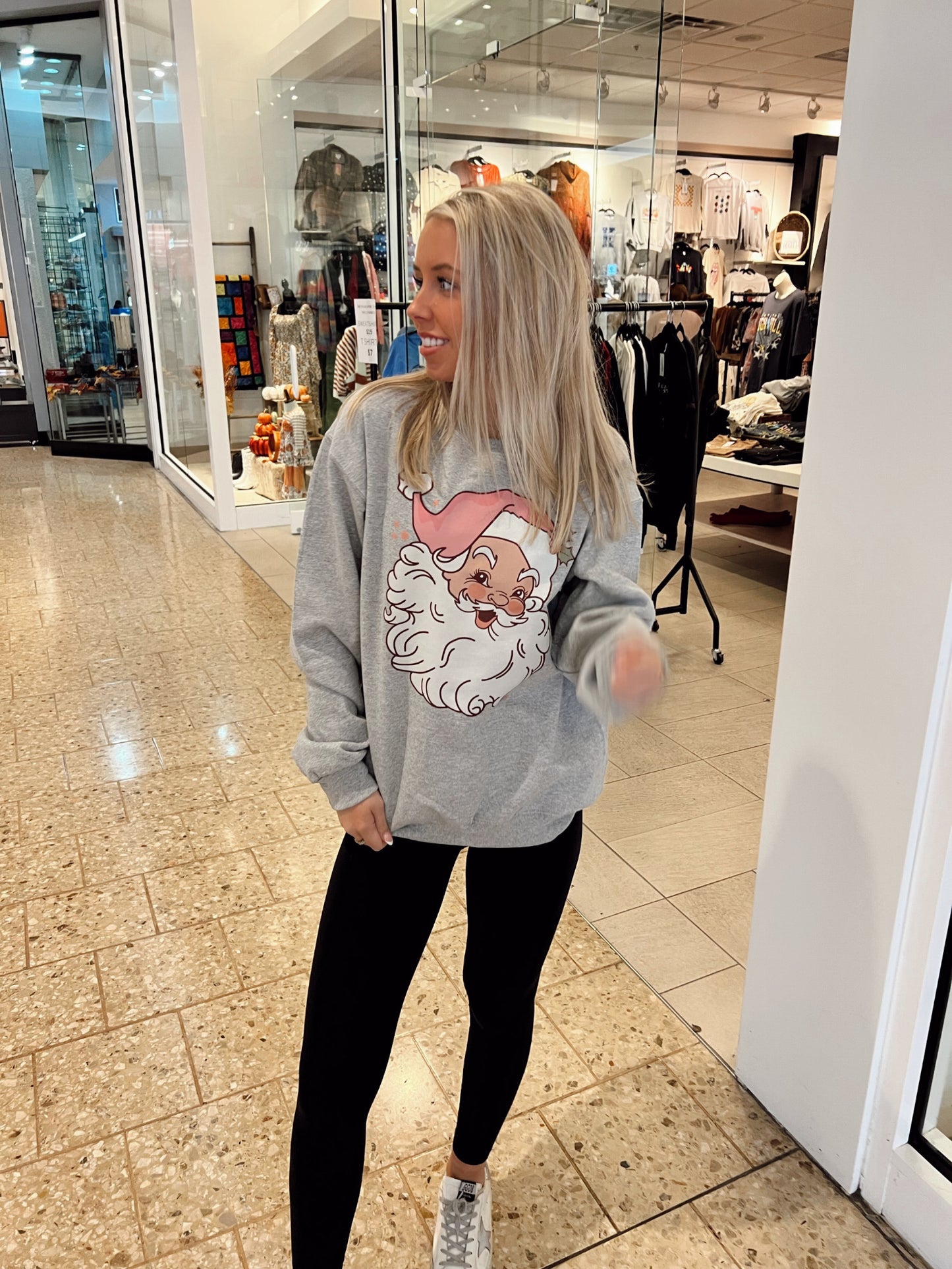 Classic Pink Santa Christmas Crewneck Sweatshirt