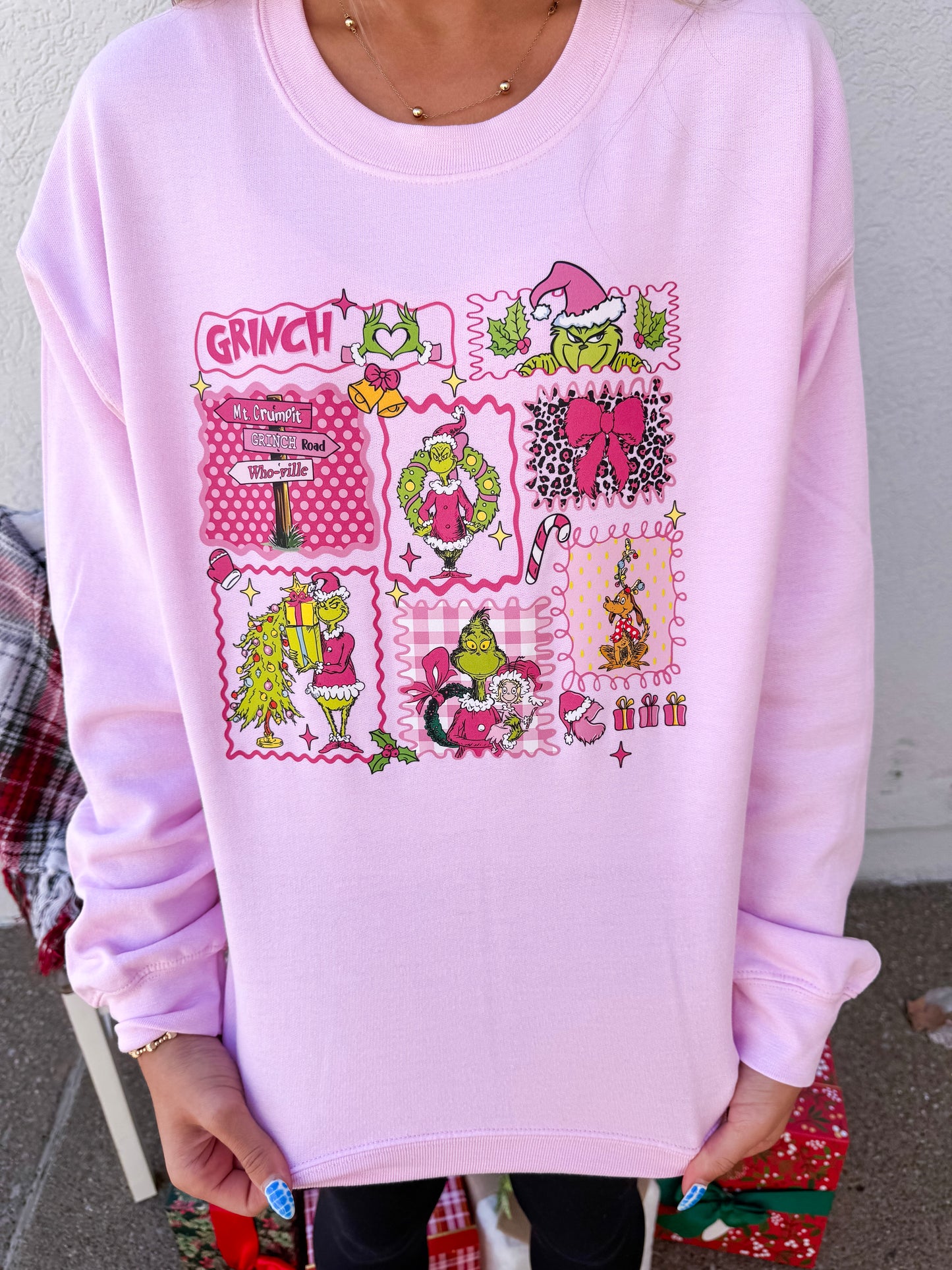 Pink Grinch Crewneck