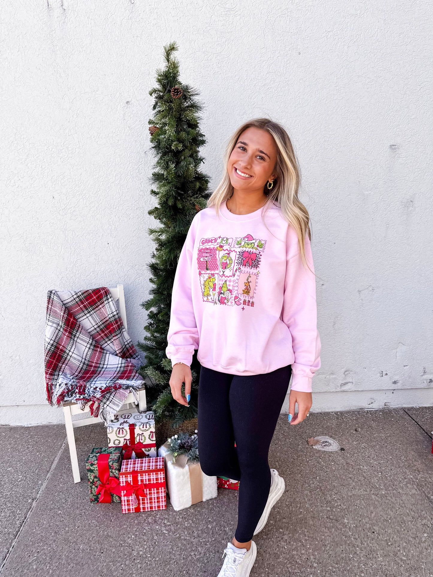 Pink Grinch Crewneck