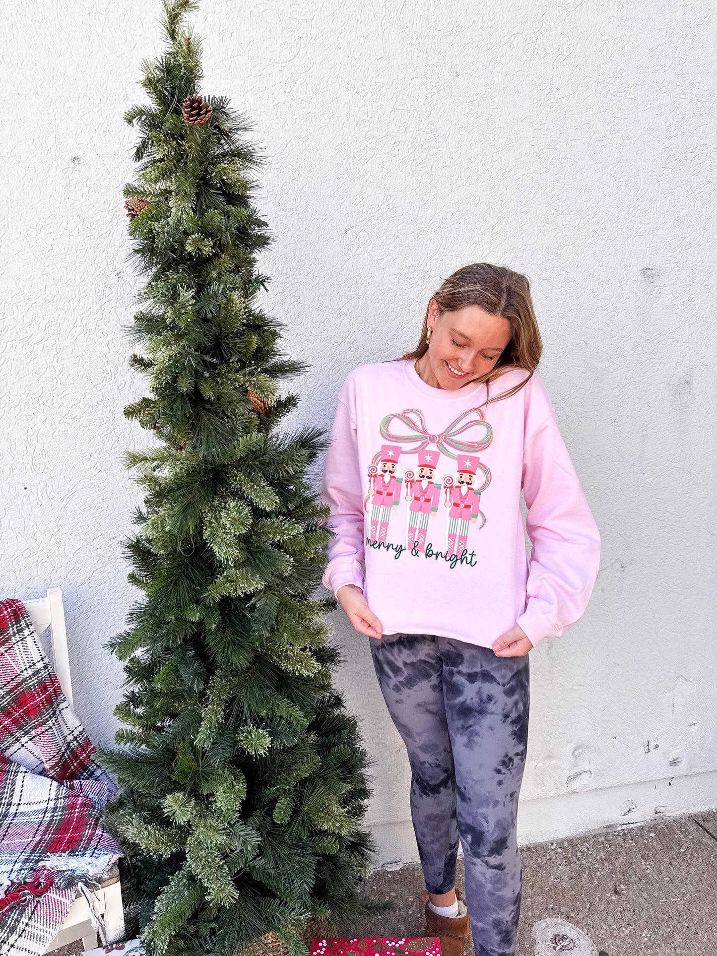 Pink Nutcracker Bow Crewneck