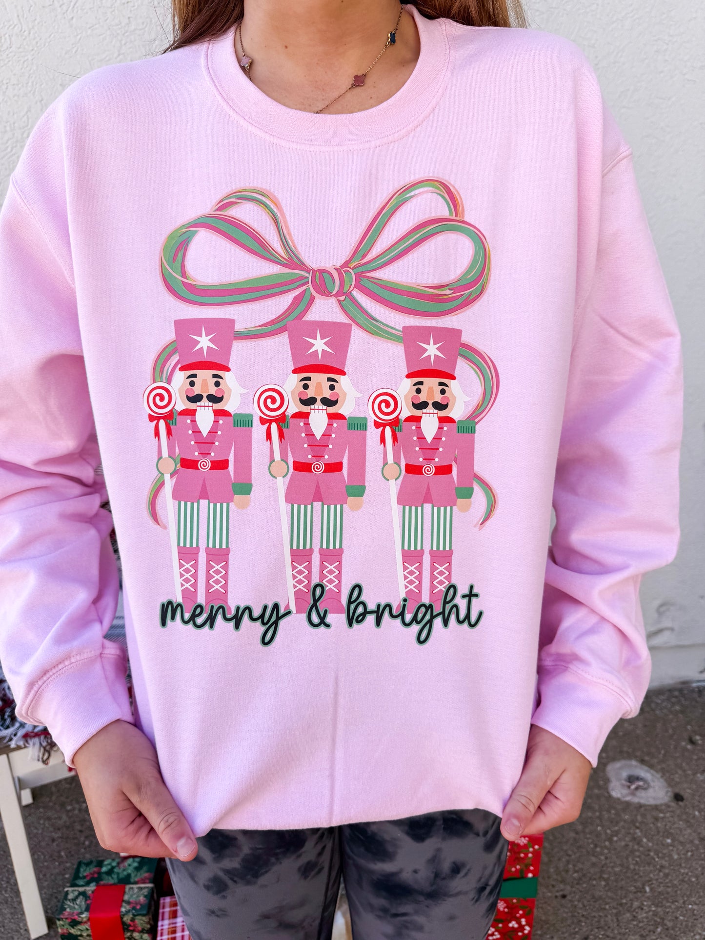 Pink Nutcracker Bow Crewneck
