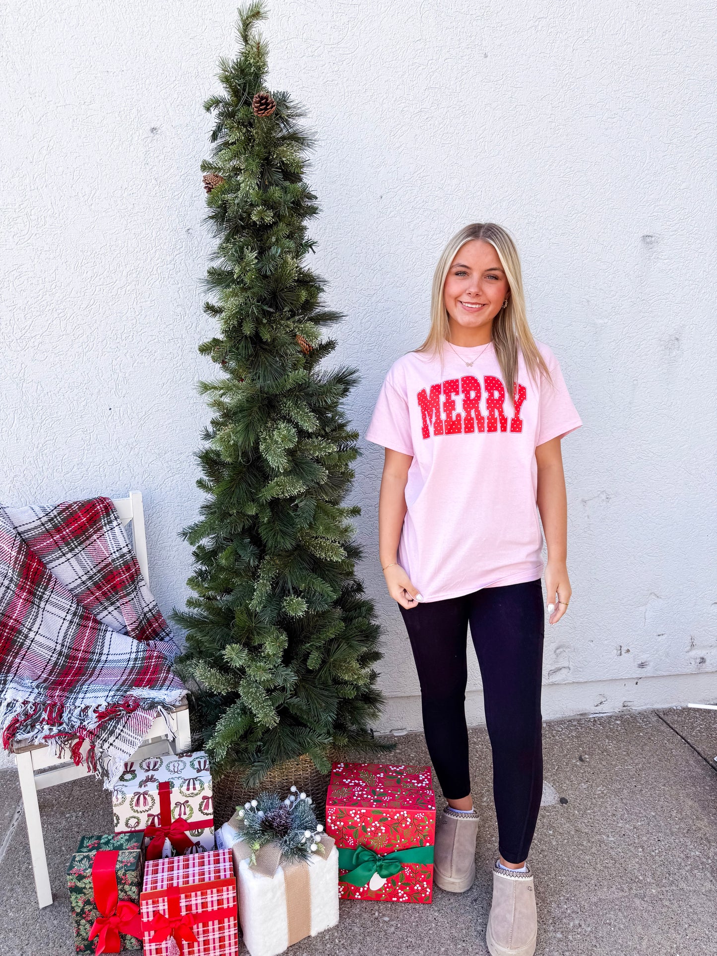 Pink Polka Dot Merry Tee