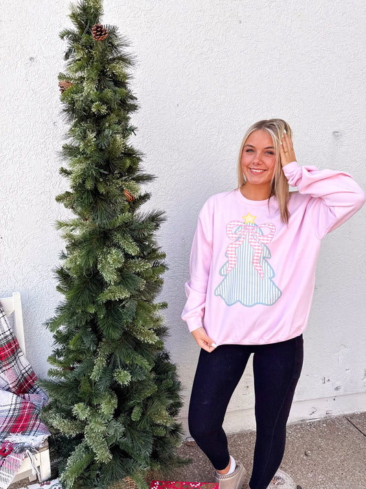 Pink Bow Tree Crewneck