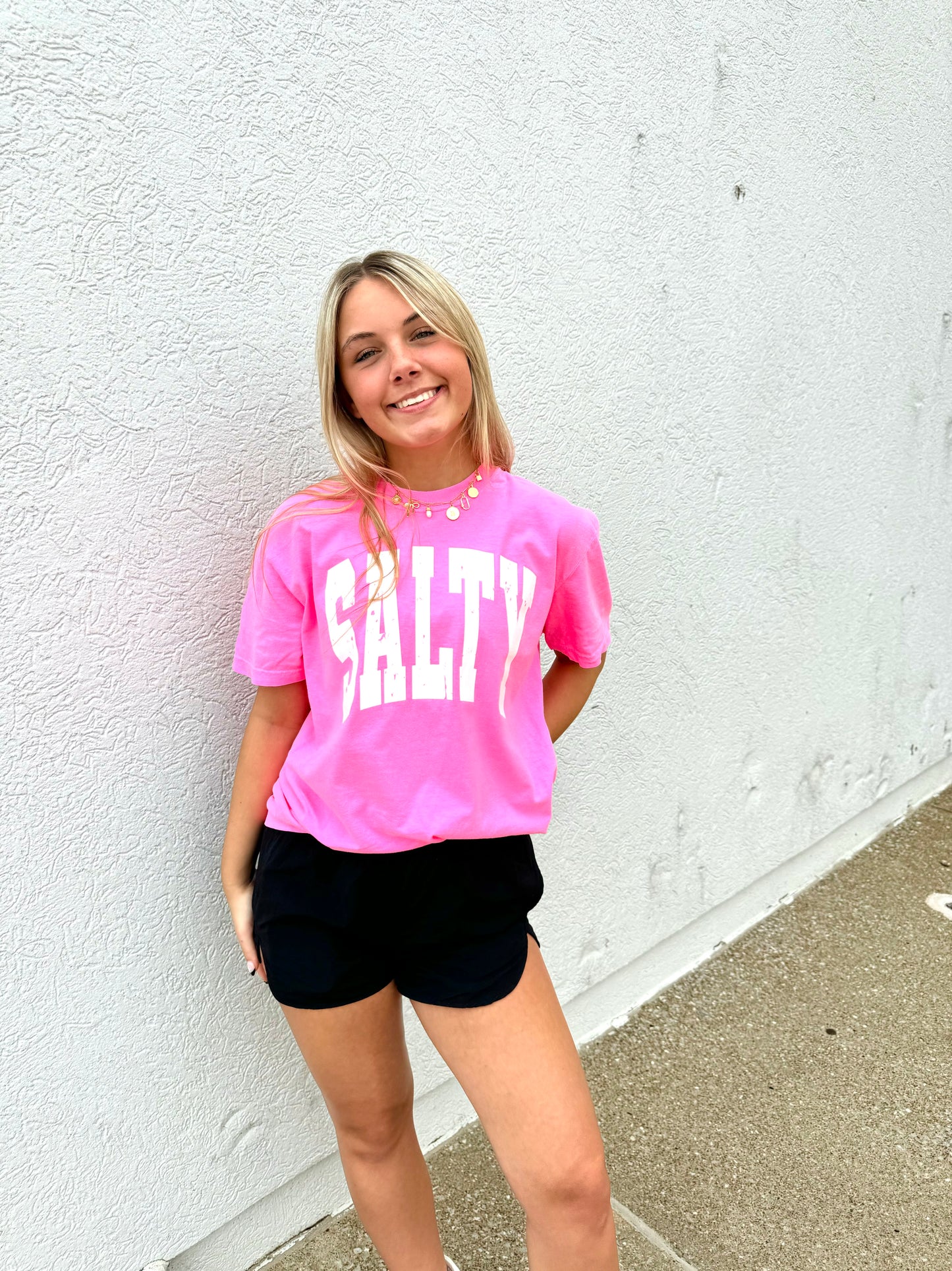 Salty Comfort Colors Bright Pink Graphic Tee