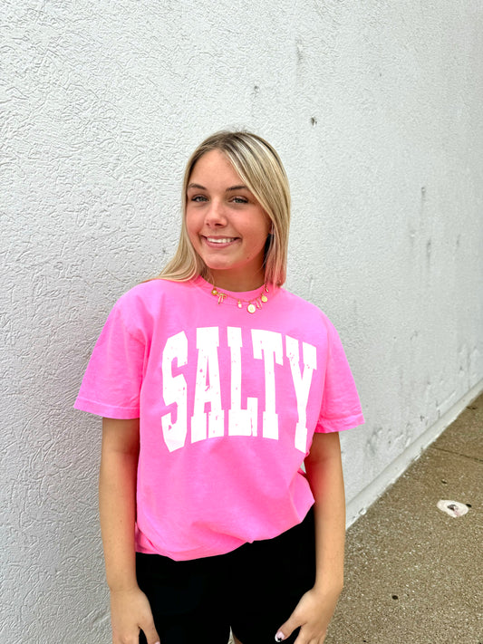 Salty Comfort Colors Bright Pink Graphic Tee